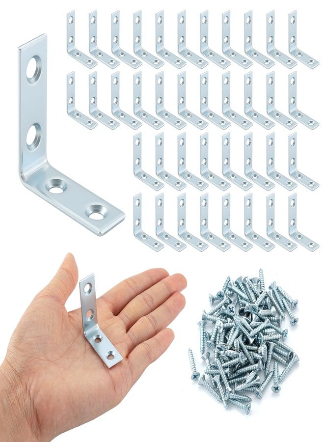Home Master Hardware مجموعة من 40 قطعة من دعامات الزاوية القائمة على شكل حرف L مقاس 1-1/2 بوصة من هوم ماستر هاردوير مع براغي - Image 1